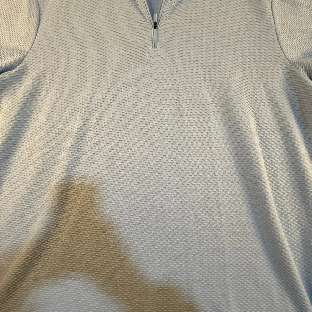 FLX Mens XXL Light Blue Textured Quarter Zip Performance Polo Shirt NWT